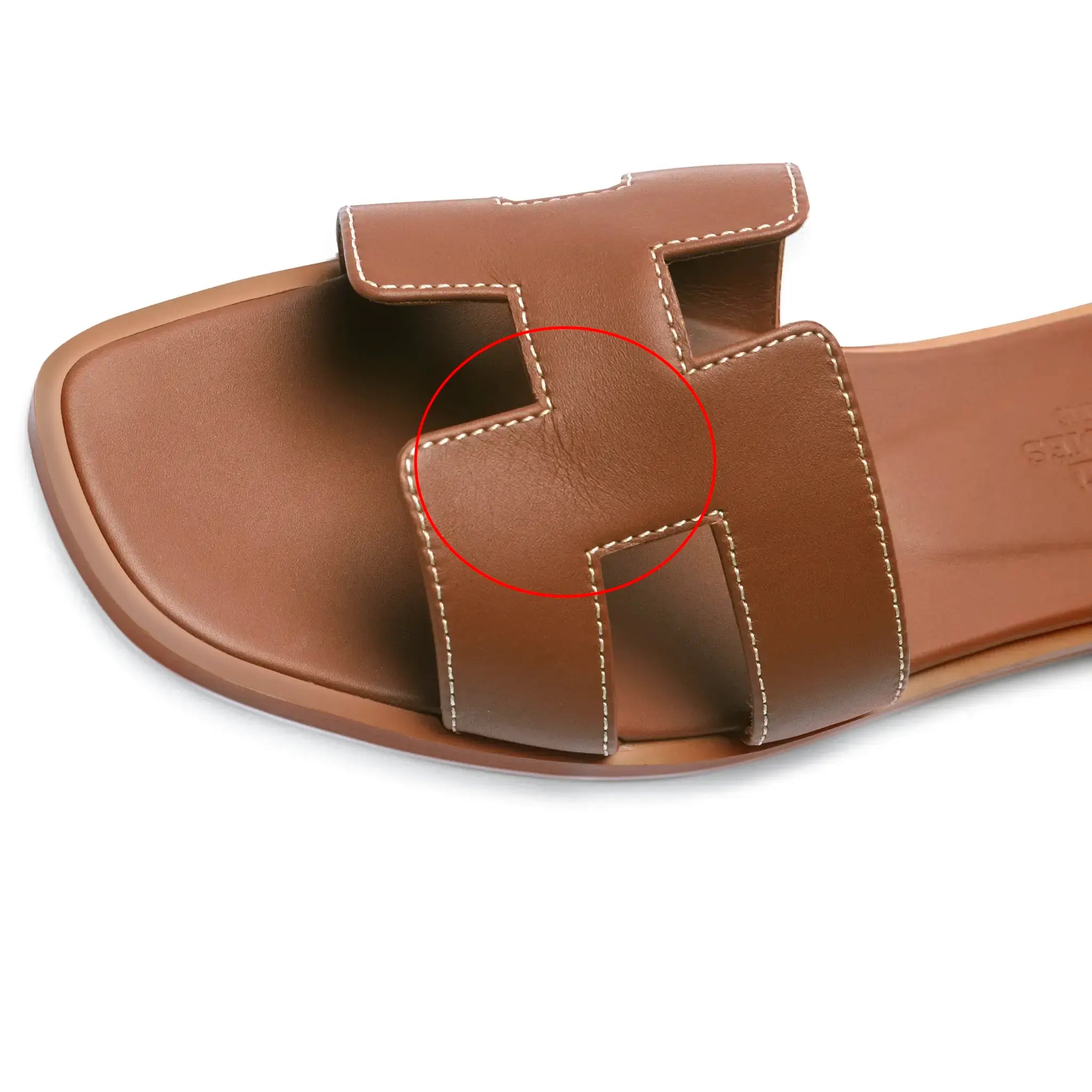 Detailed View of Hermes Paris Oran Gold Sandal (Minor Dents)